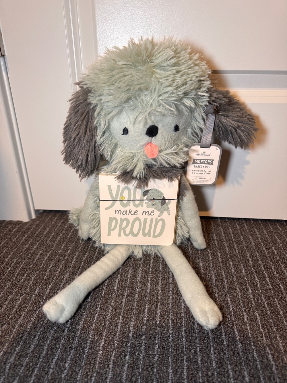 Hallmark Mop Top Plush Shaggy Dog w/Thick Hardback Book "You Make Me Proud"